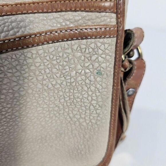 Dooney & Bourke Vintage Essex Cream  Tan Shoulder Pebbled Leather Purse Bag Read - Picture 5 of 11
